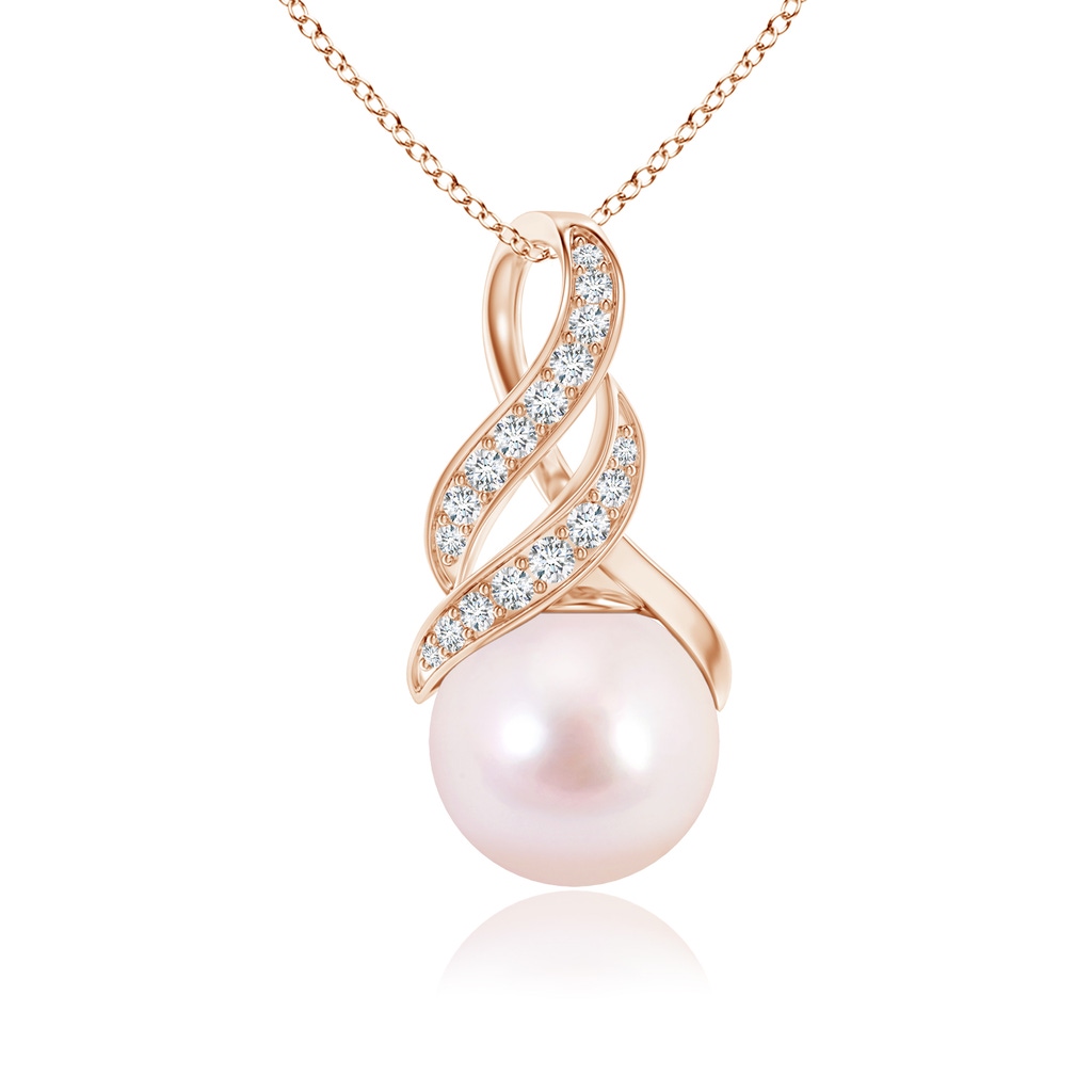 7mm AAAA Japanese Akoya Pearl Swirl Bale Pendant in Rose Gold