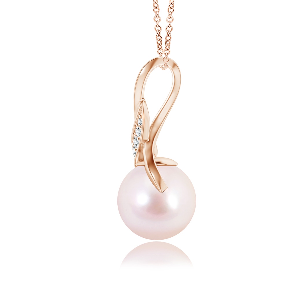 7mm AAAA Japanese Akoya Pearl Swirl Bale Pendant in Rose Gold - side_1