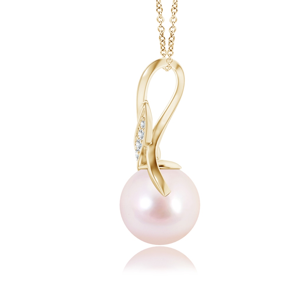 7mm AAAA Japanese Akoya Pearl Swirl Bale Pendant in Yellow Gold - side_1