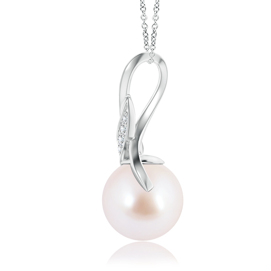 8mm AAA Japanese Akoya Pearl Swirl Bale Pendant in White Gold side-1