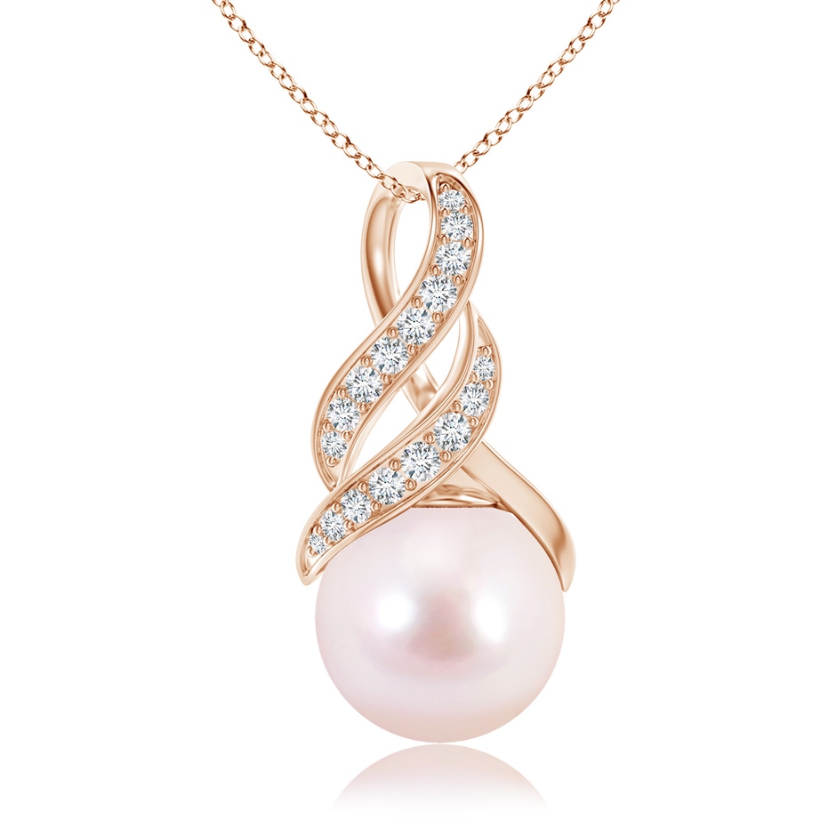 8mm AAAA Japanese Akoya Pearl Swirl Bale Pendant in Rose Gold 