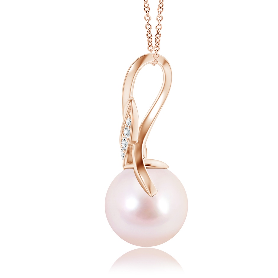 8mm AAAA Japanese Akoya Pearl Swirl Bale Pendant in Rose Gold side-1
