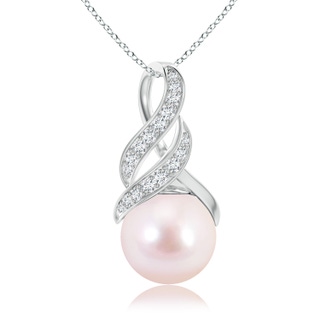 8mm AAAA Japanese Akoya Pearl Swirl Bale Pendant in White Gold