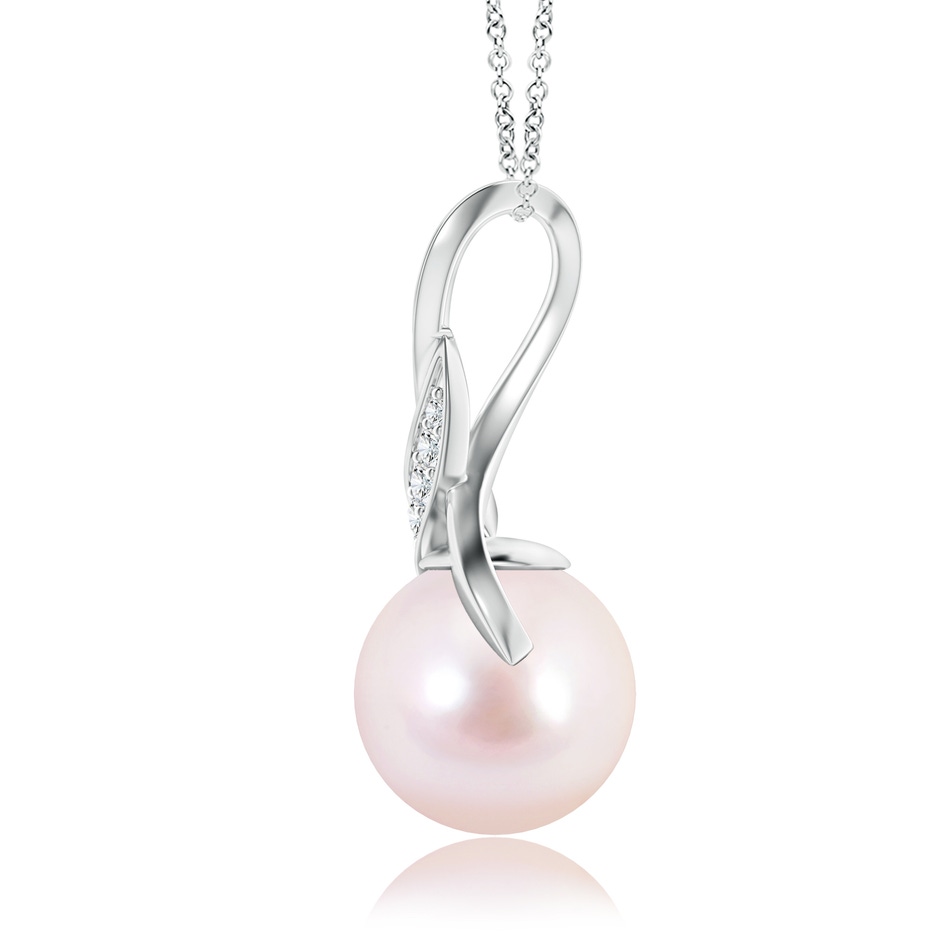 8mm AAAA Japanese Akoya Pearl Swirl Bale Pendant in White Gold side-1