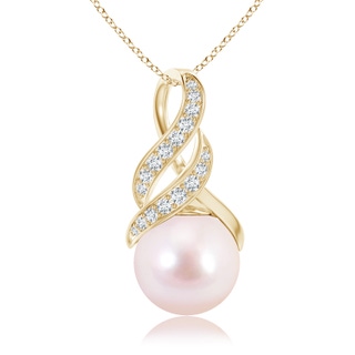 8mm AAAA Japanese Akoya Pearl Swirl Bale Pendant in Yellow Gold