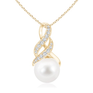 10mm AA Freshwater Pearl Swirl Bale Pendant in Yellow Gold