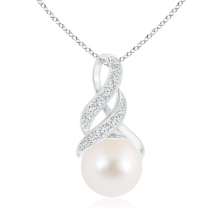 10mm AAA Freshwater Pearl Swirl Bale Pendant in White Gold