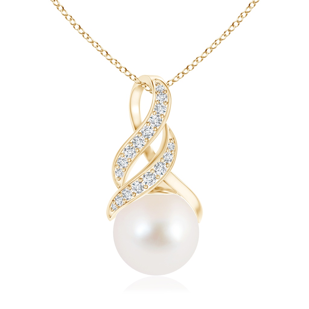 10mm AAA Freshwater Pearl Swirl Bale Pendant in Yellow Gold