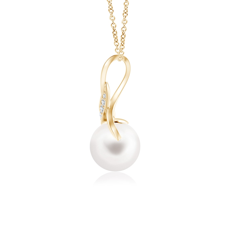 8mm AA Freshwater Pearl Swirl Bale Pendant in Yellow Gold product image