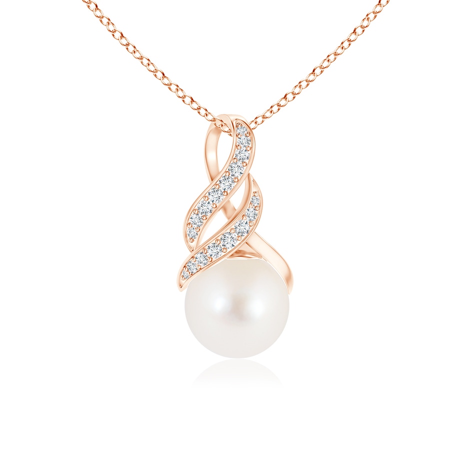 8mm AAA Freshwater Pearl Swirl Bale Pendant in Rose Gold 