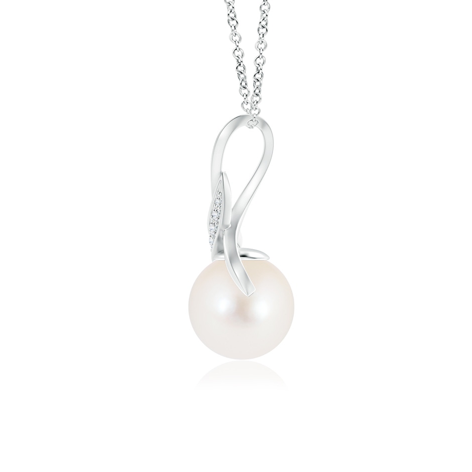 8mm AAA Freshwater Pearl Swirl Bale Pendant in White Gold product image