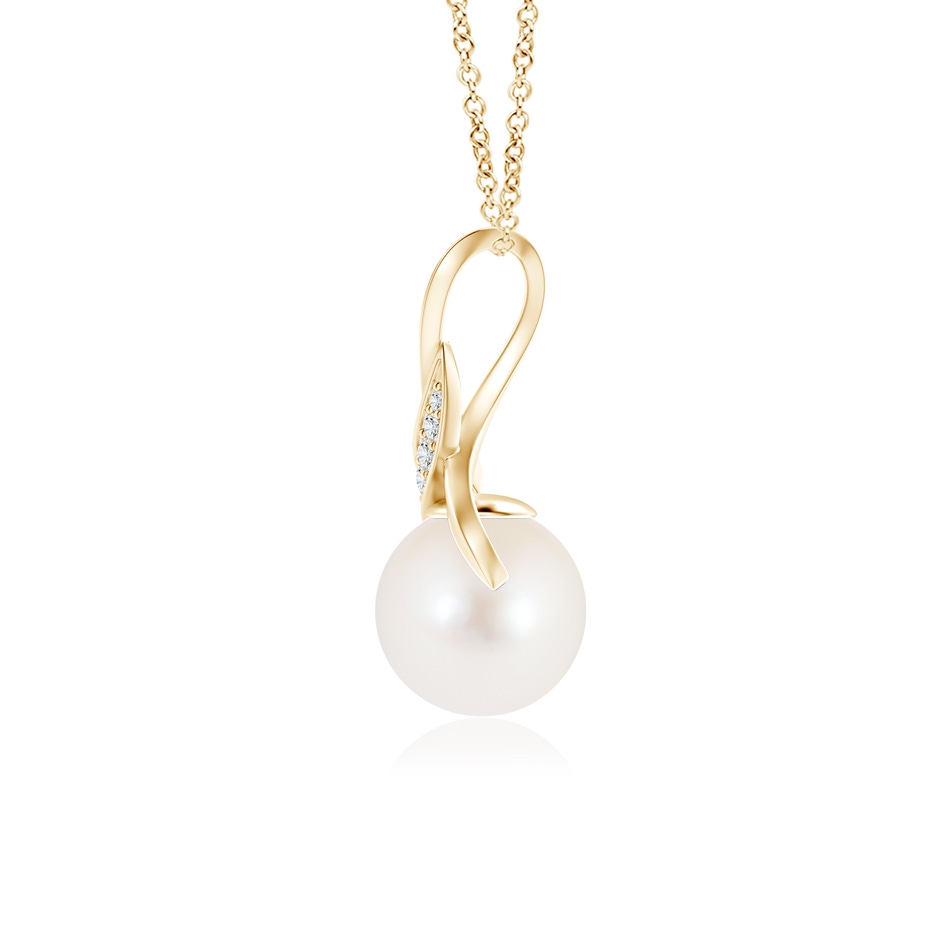 8mm AAA Freshwater Pearl Swirl Bale Pendant in Yellow Gold product image