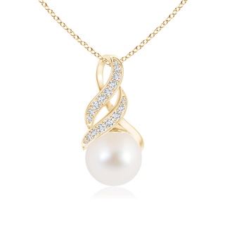 9mm AAA Freshwater Pearl Swirl Bale Pendant in Yellow Gold