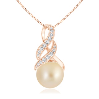 10mm AA Golden South Sea Pearl Swirl Bale Pendant in Rose Gold