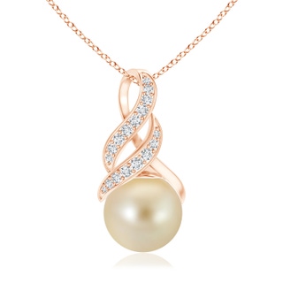 10mm AAA Golden South Sea Pearl Swirl Bale Pendant in Rose Gold