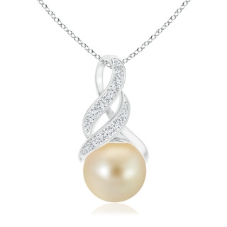 10mm AAA Golden South Sea Pearl Swirl Bale Pendant in White Gold