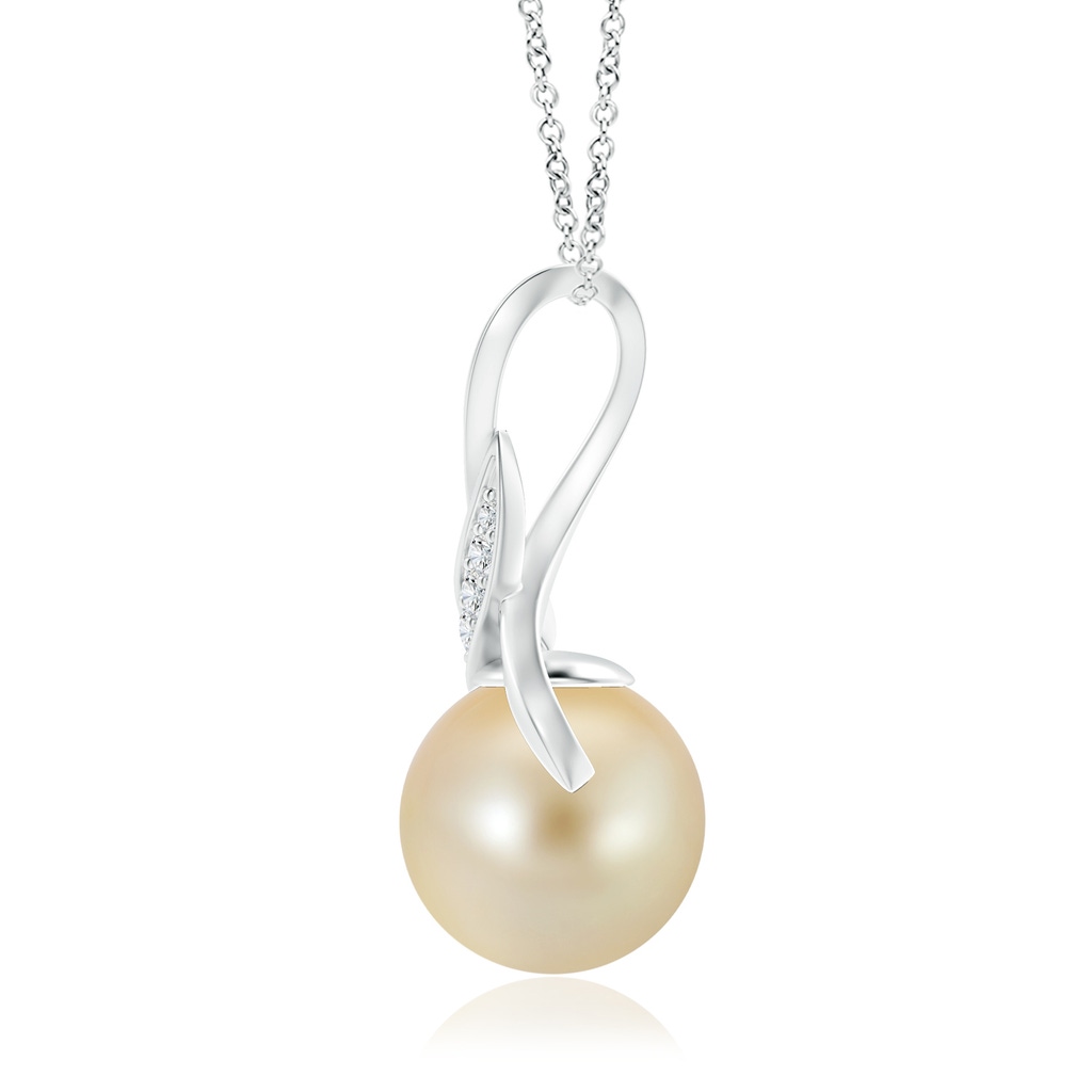 10mm AAA Golden South Sea Pearl Swirl Bale Pendant in White Gold Product Image
