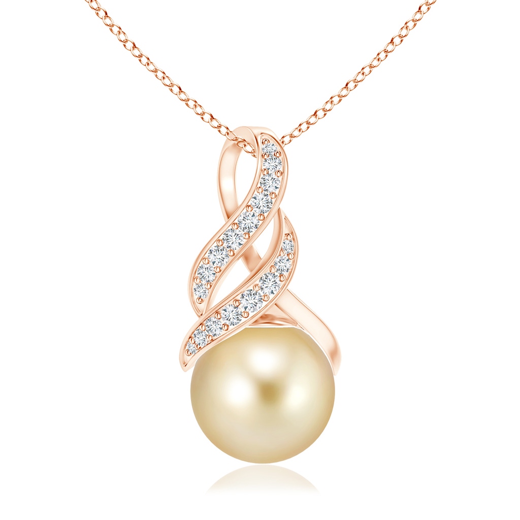 10mm AAAA Golden South Sea Pearl Swirl Bale Pendant in Rose Gold
