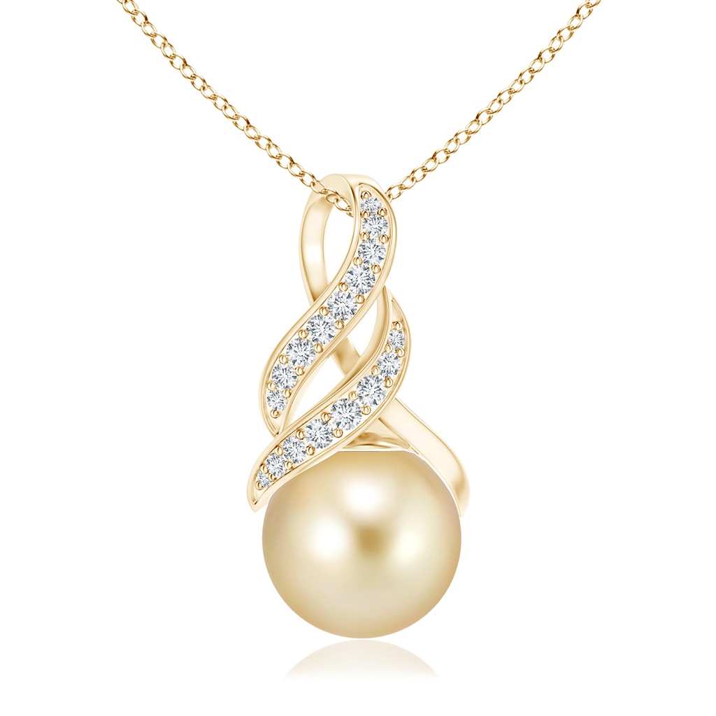 10mm AAAA Golden South Sea Pearl Swirl Bale Pendant in Yellow Gold 