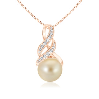 9mm AAA Golden South Sea Pearl Swirl Bale Pendant in Rose Gold