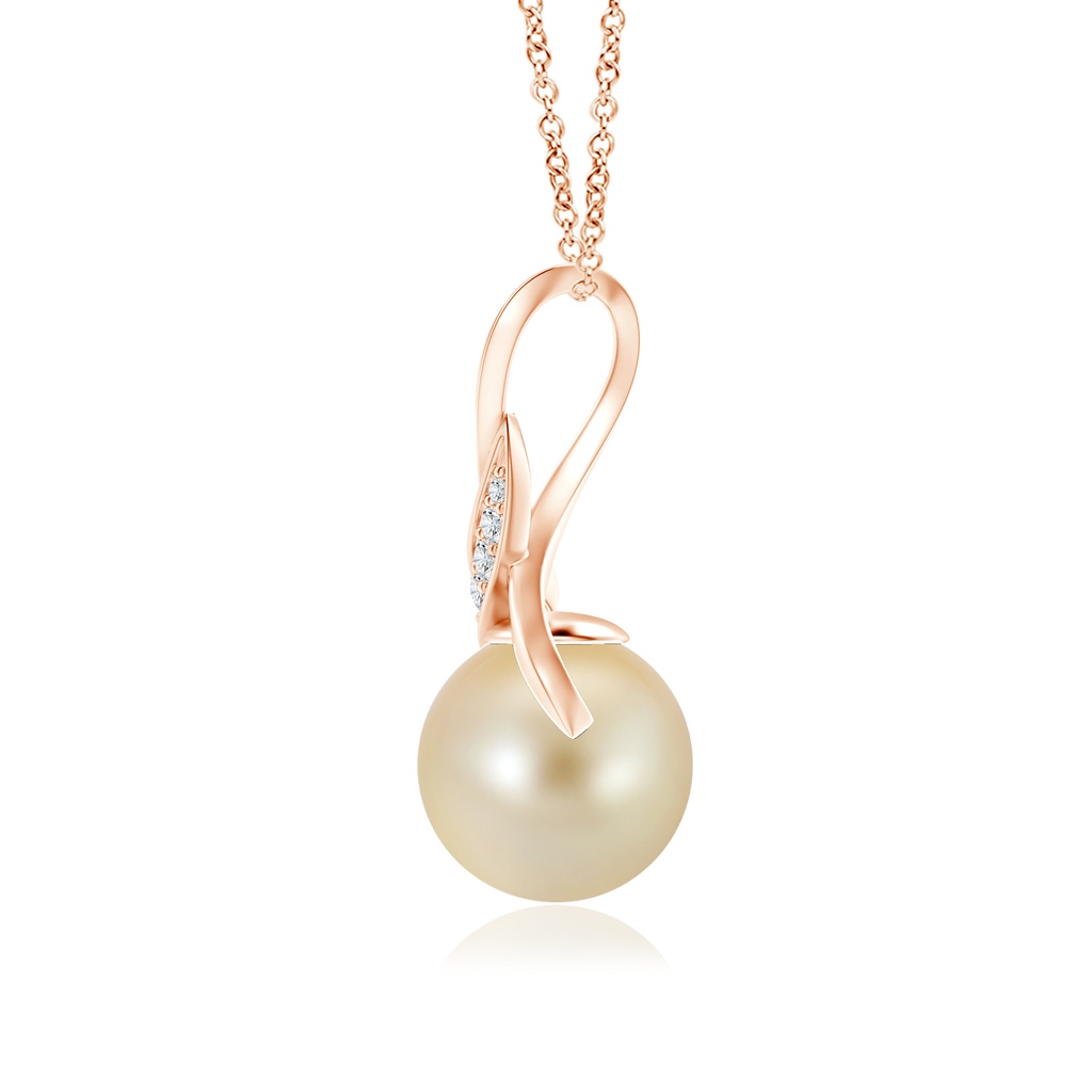 9mm AAA Golden South Sea Pearl Swirl Bale Pendant in Rose Gold Product Image