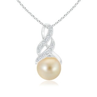 9mm AAA Golden South Sea Pearl Swirl Bale Pendant in White Gold