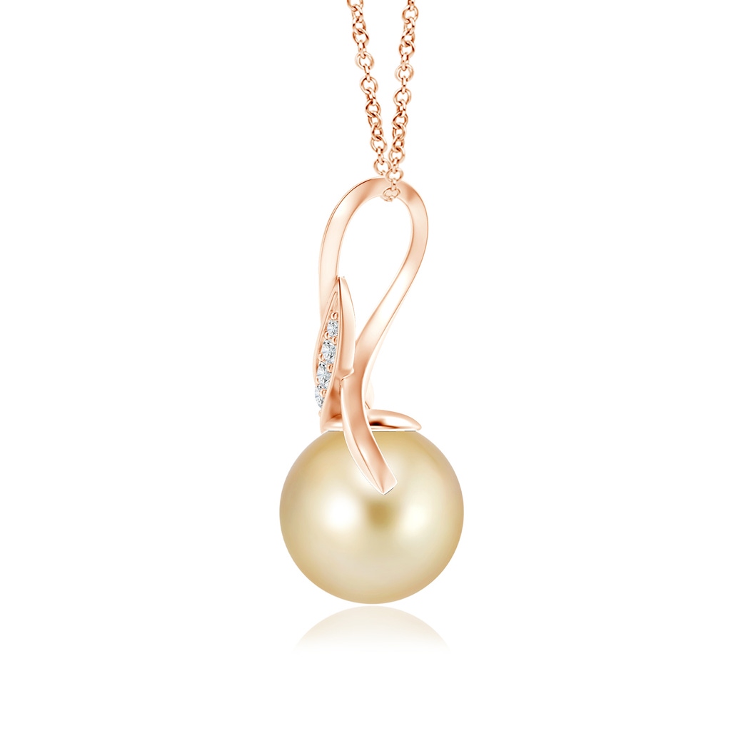 9mm AAAA Golden South Sea Pearl Swirl Bale Pendant in Rose Gold Product Image