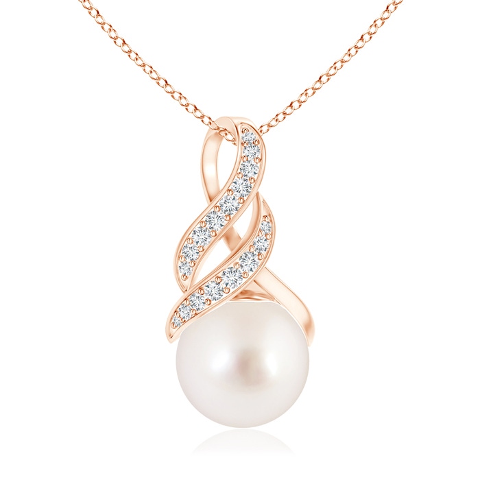 10mm AAAA South Sea Pearl Swirl Bale Pendant in Rose Gold