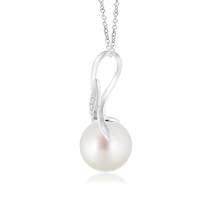 9mm AAA South Sea Pearl Swirl Bale Pendant in White Gold product image