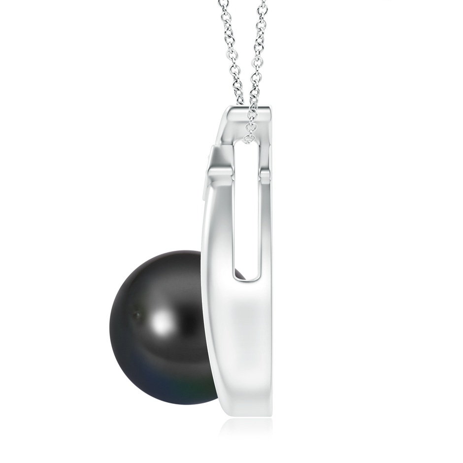 10mm AA Tahitian Pearl Wishbone Pendant with Diamond in S999 Silver product image