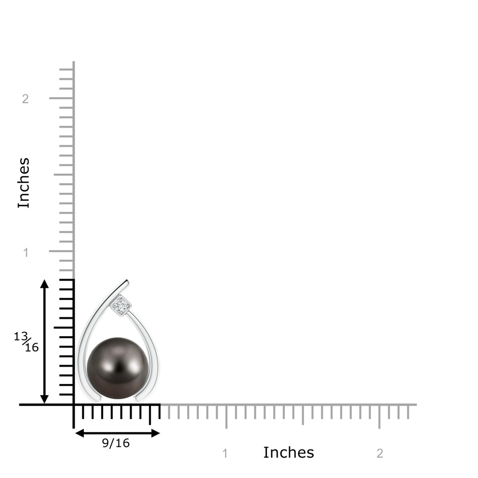 10mm AAA Tahitian Pearl Wishbone Pendant with Diamond in White Gold product image