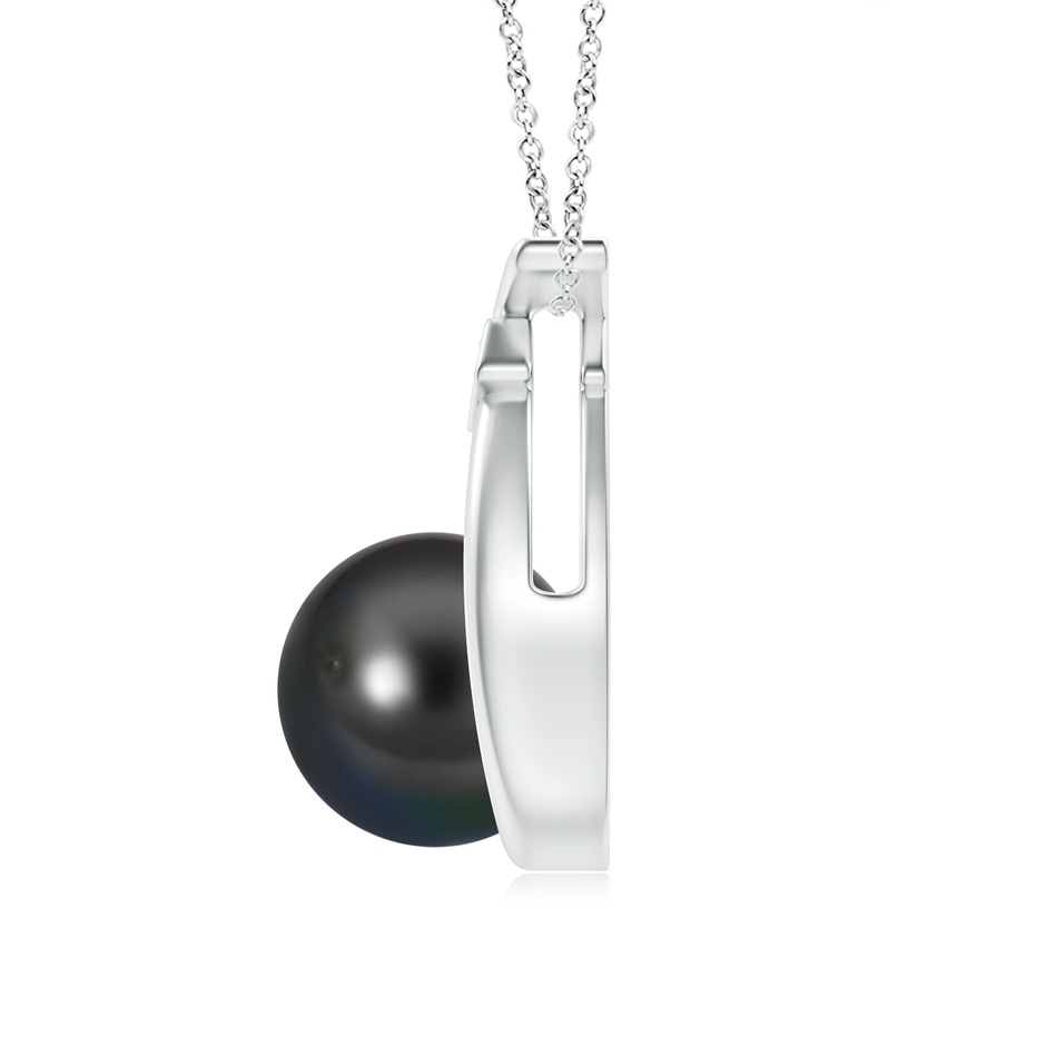 9mm AA Tahitian Pearl Wishbone Pendant with Diamond in 9K White Gold product image