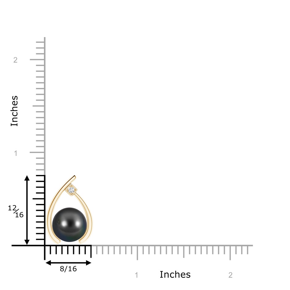 9mm AA Tahitian Pearl Wishbone Pendant with Diamond in Yellow Gold product image