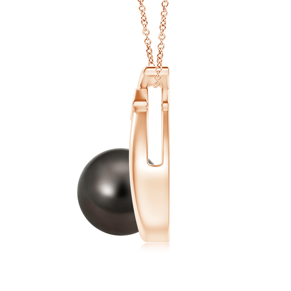 9mm AAA Tahitian Pearl Wishbone Pendant with Diamond in Rose Gold product image