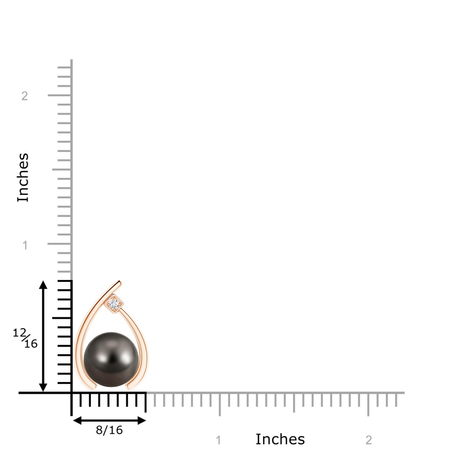 9mm AAA Tahitian Pearl Wishbone Pendant with Diamond in Rose Gold product image