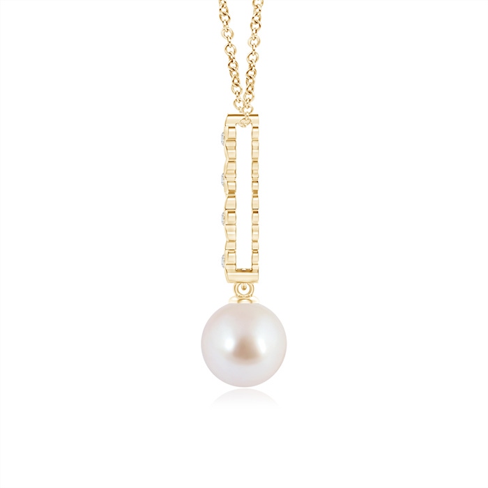 8mm AAA Akoya Cultured Pearl Pendant with Cascading Flowers in Yellow Gold product image