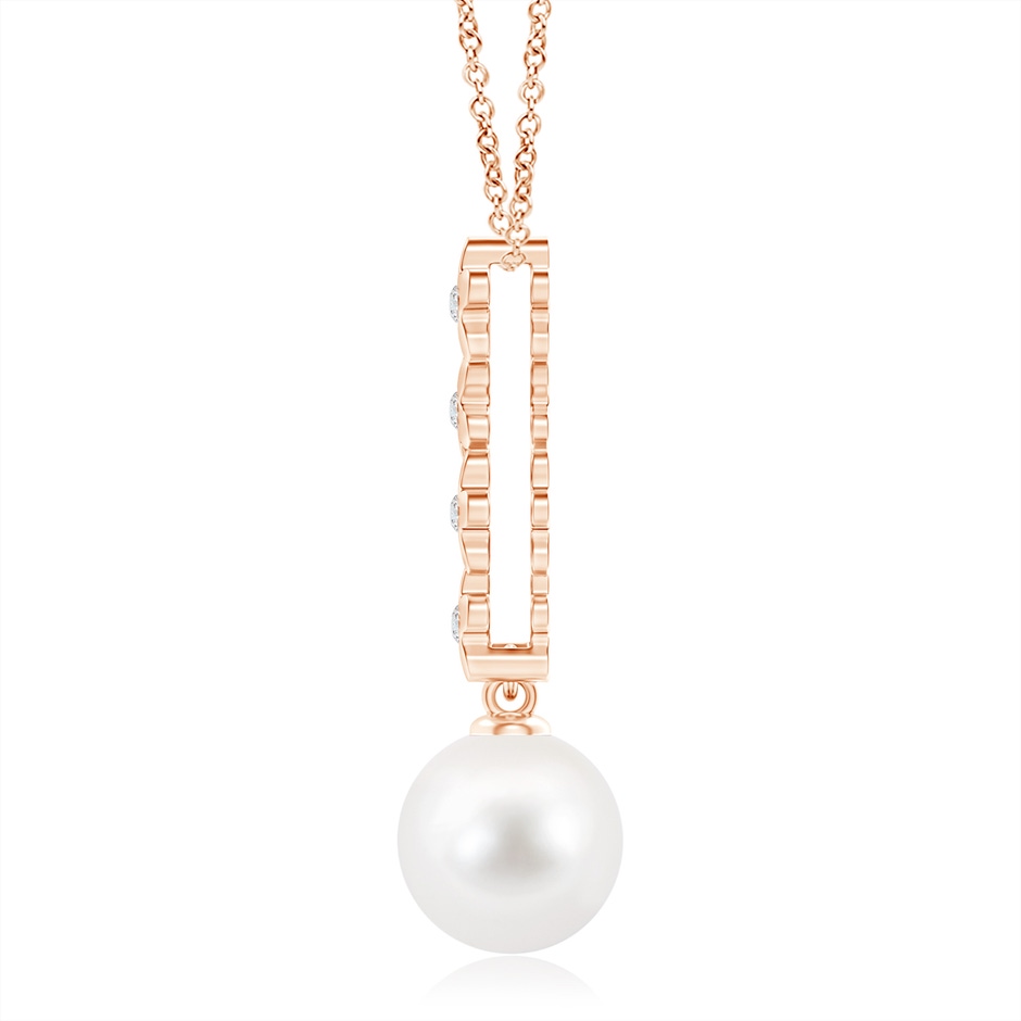10mm AA Freshwater Pearl Pendant with Cascading Flowers in Rose Gold product image