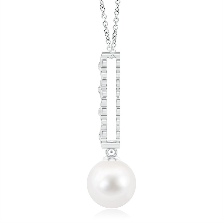 10mm AA Freshwater Pearl Pendant with Cascading Flowers in White Gold product image
