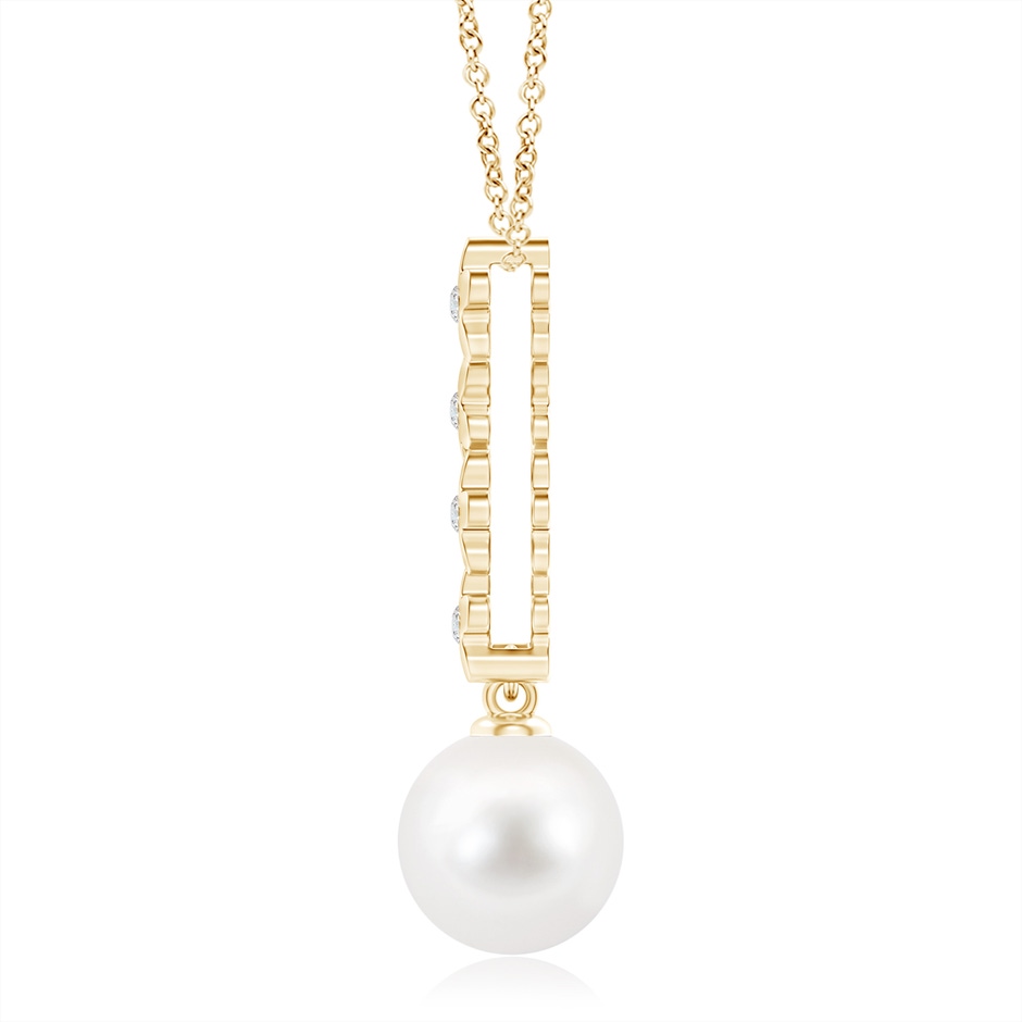 10mm AA Freshwater Pearl Pendant with Cascading Flowers in Yellow Gold product image