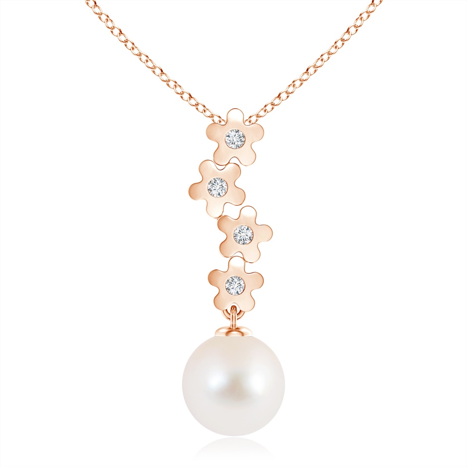 10mm AAA Freshwater Pearl Pendant with Cascading Flowers in Rose Gold 