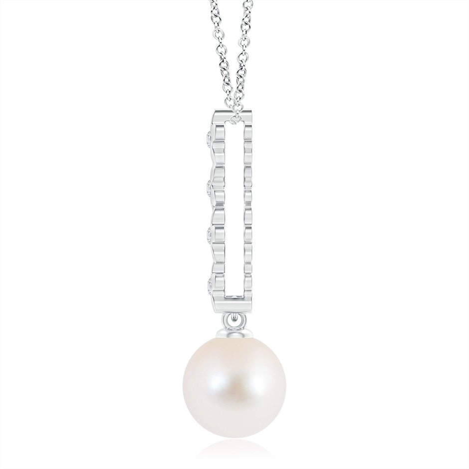 10mm AAA Freshwater Pearl Pendant with Cascading Flowers in White Gold product image