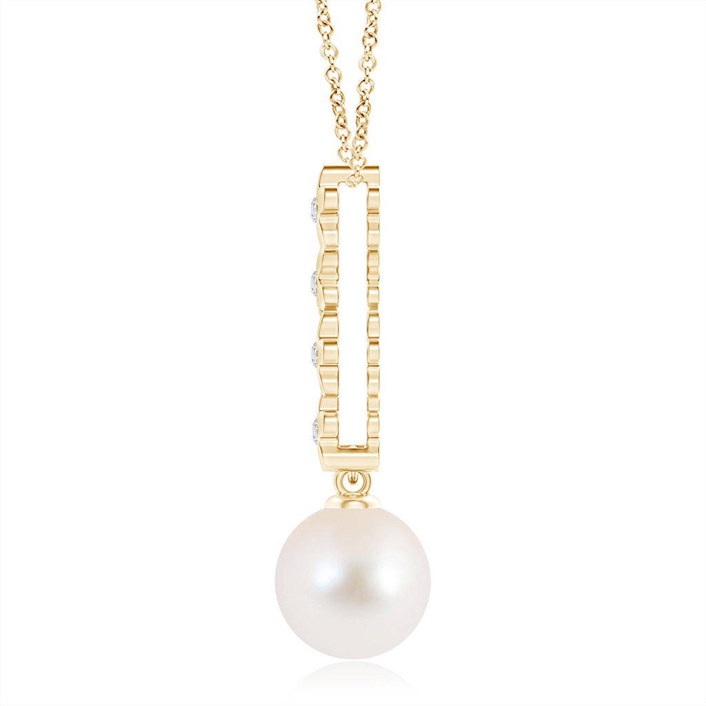 10mm AAA Freshwater Pearl Pendant with Cascading Flowers in Yellow Gold Product Image