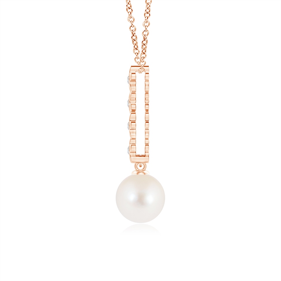 8mm AAA Freshwater Pearl Pendant with Cascading Flowers in Rose Gold product image