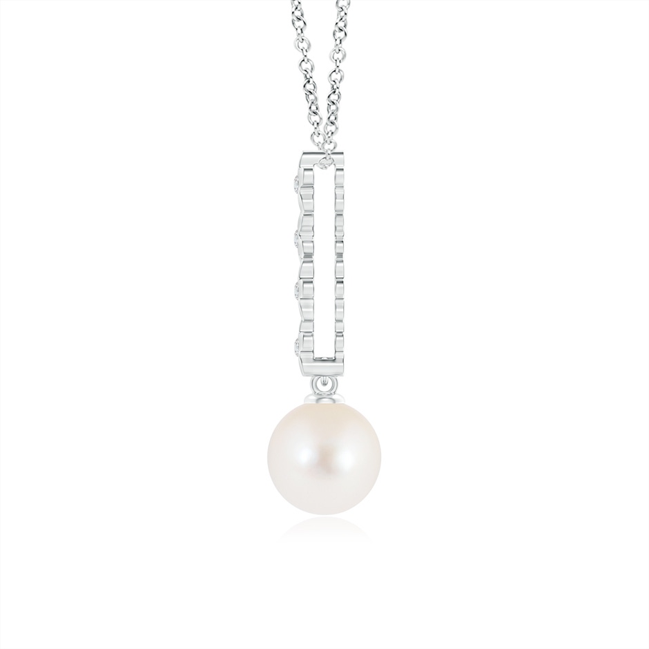 8mm AAA Freshwater Pearl Pendant with Cascading Flowers in White Gold product image
