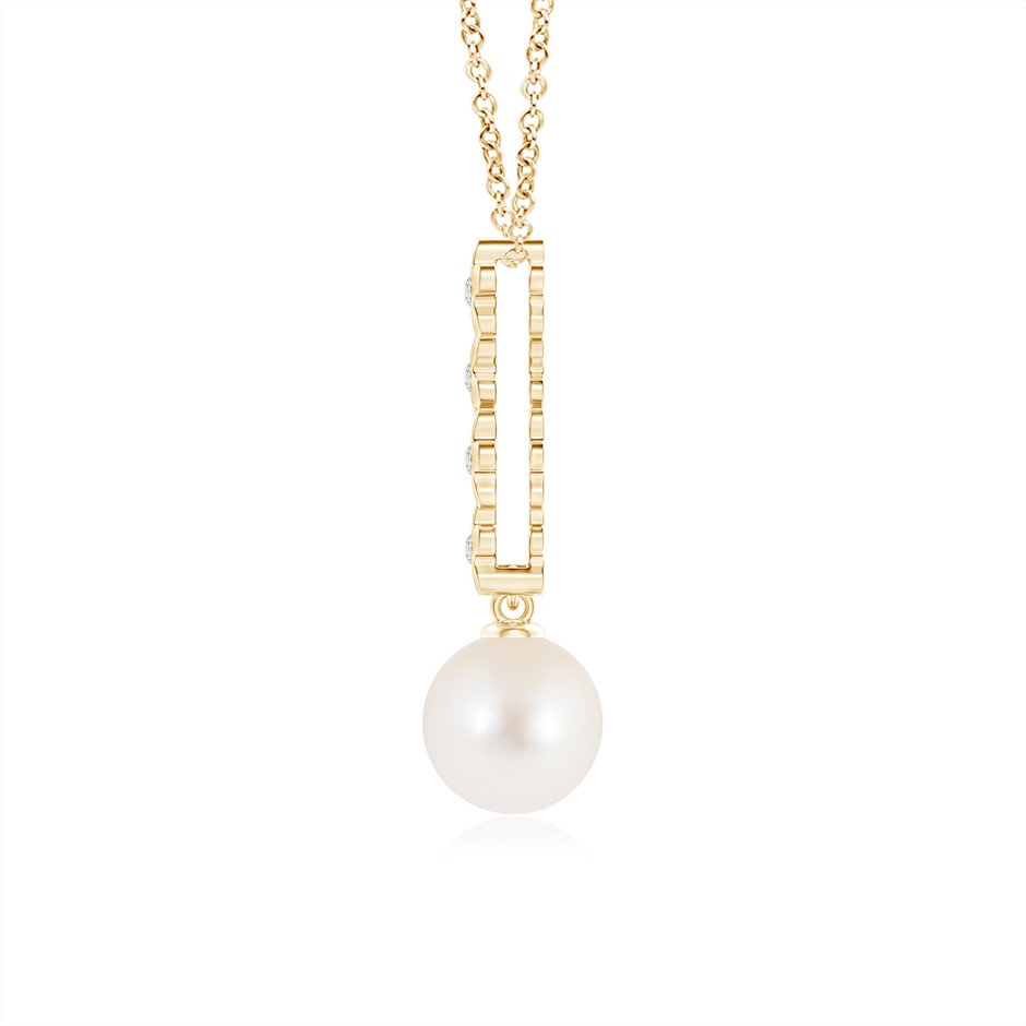 8mm AAA Freshwater Pearl Pendant with Cascading Flowers in Yellow Gold product image