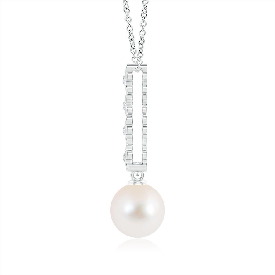 9mm AAA Freshwater Pearl Pendant with Cascading Flowers in White Gold product image