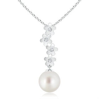 10mm AAA South Sea Cultured Pearl Pendant with Cascading Flowers in White Gold