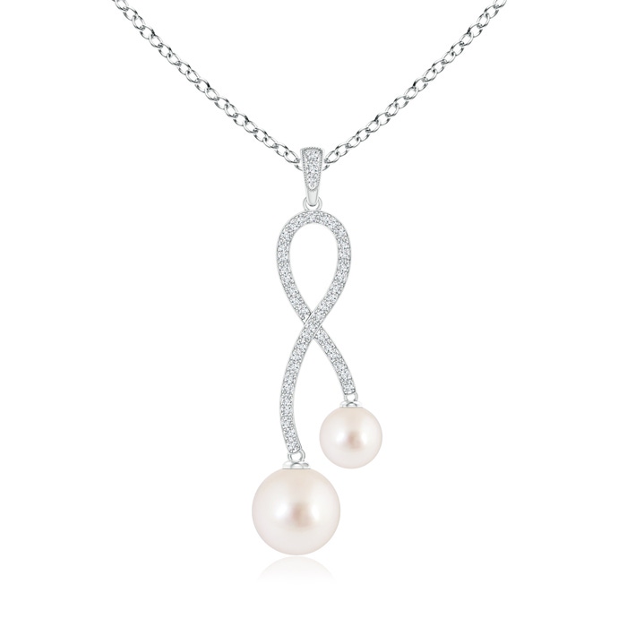 10mm AAAA Two Stone South Sea Cultured Pearl Twist Pendant in S999 Silver