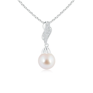 8mm AAA Vintage Inspired Akoya Cultured Pearl Dangle Pendant in White Gold