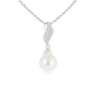 8mm AAA Vintage Inspired Freshwater Cultured Pearl Dangle Pendant in White Gold